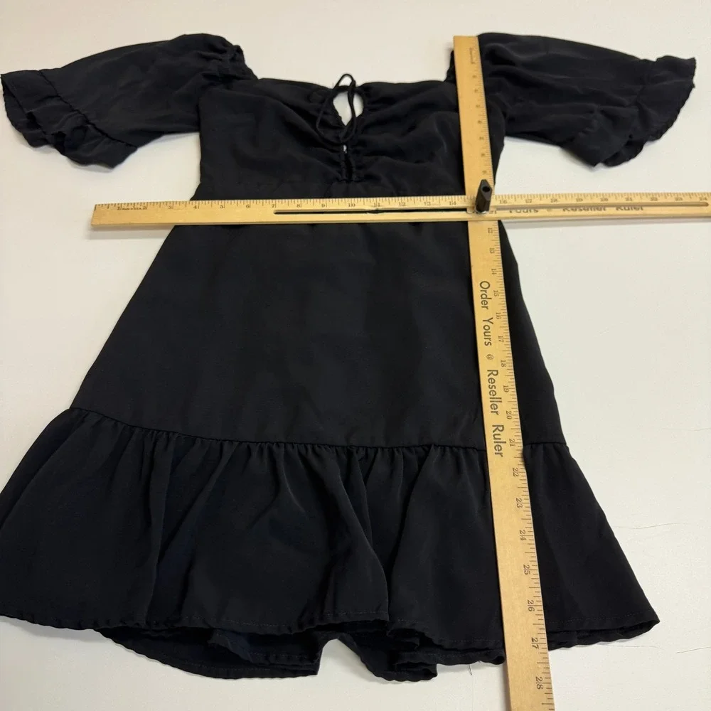 Abercrombie & Fitch Dress Women XS Black Off Shoulder Ruffle Mini Cottagecore - Picture 11 of 11